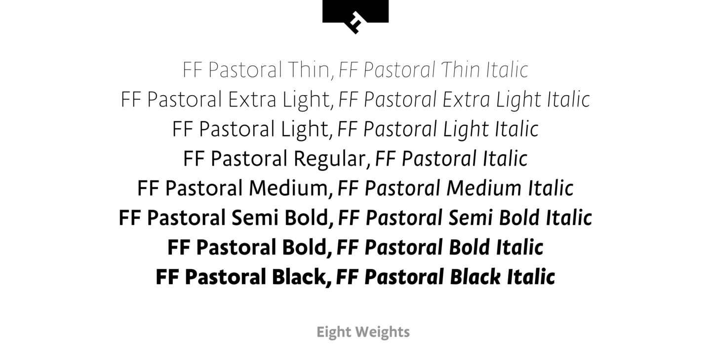 Пример шрифта FF Pastoral Regular